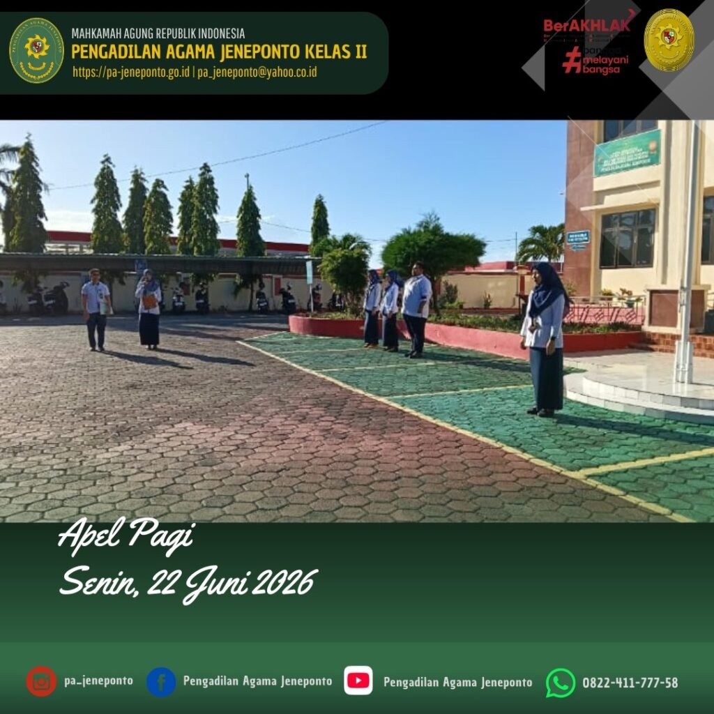 AWALI PEKAN DENGAN DISIPLIN DAN INTEGRITAS, PA JENEPONTO GELAR APEL PAGI