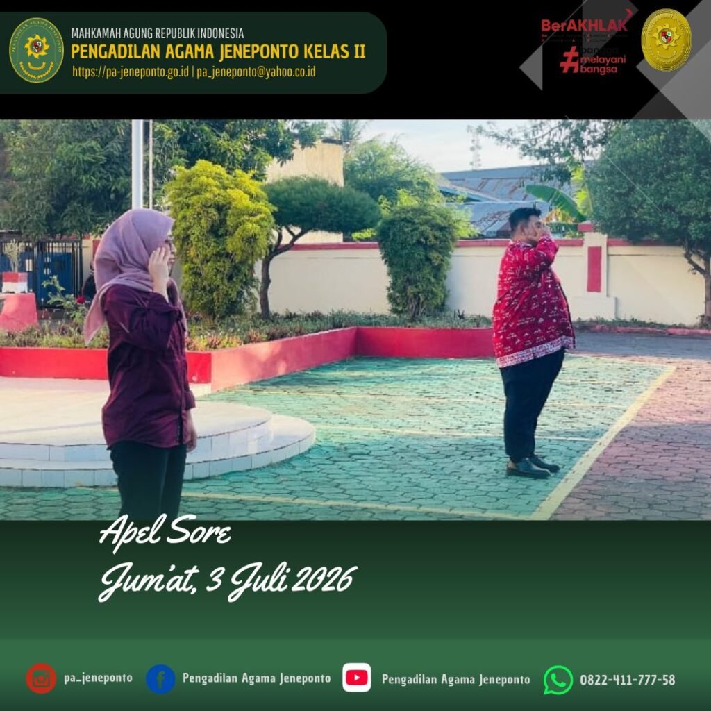 TUTUP PEKAN DENGAN SEMANGAT KEBERSAMAAN, APARATUR PA JENEPONTO IKUTI APEL SORE