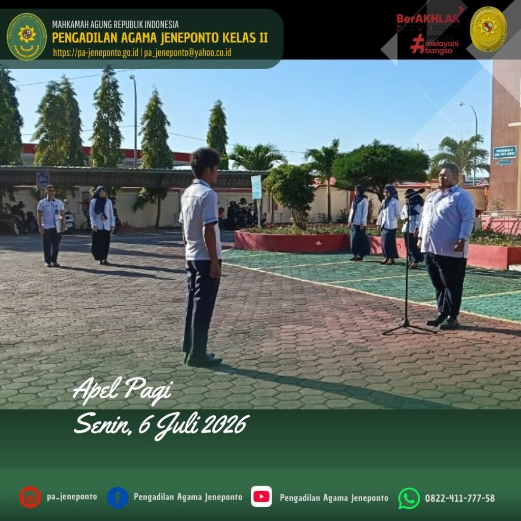 AWALI PEKAN DENGAN DISIPLIN DAN KESIAPAN, APARATUR PA JENEPONTO IKUTI APEL PAGI