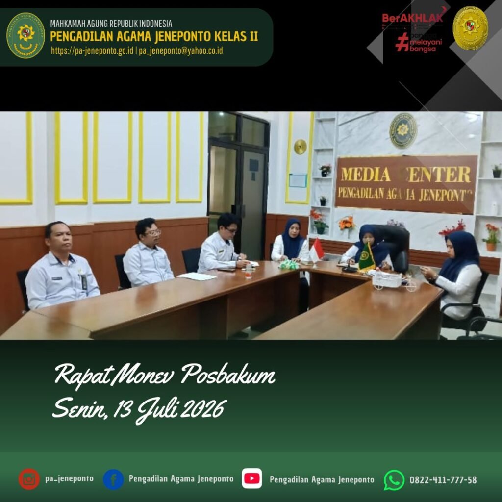 PERKUAT LAYANAN BAGI MASYARAKAT, PA JENEPONTO GELAR RAPAT MONEV POSBAKUM