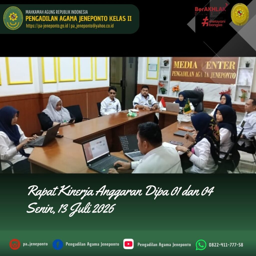 EVALUASI KINERJA DAN PERKUAT PENYERAPAN ANGGARAN, PA JENEPONTO GELAR RAPAT DIPA SEMESTER I TAHUN 2026