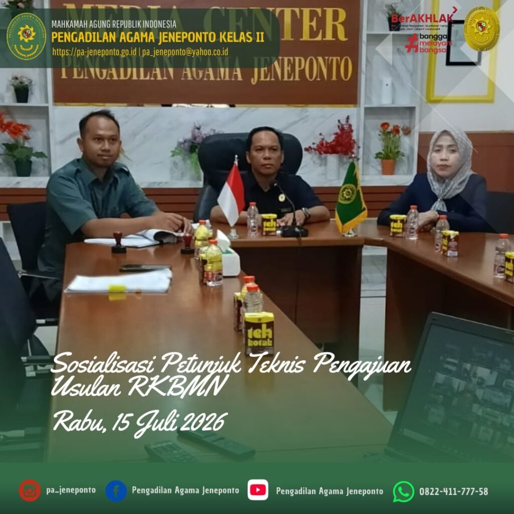 PERKUAT PERENCANAAN ASET NEGARA, PA JENEPONTO IKUTI SOSIALISASI PETUNJUK TEKNIS PENGAJUAN RKBMN