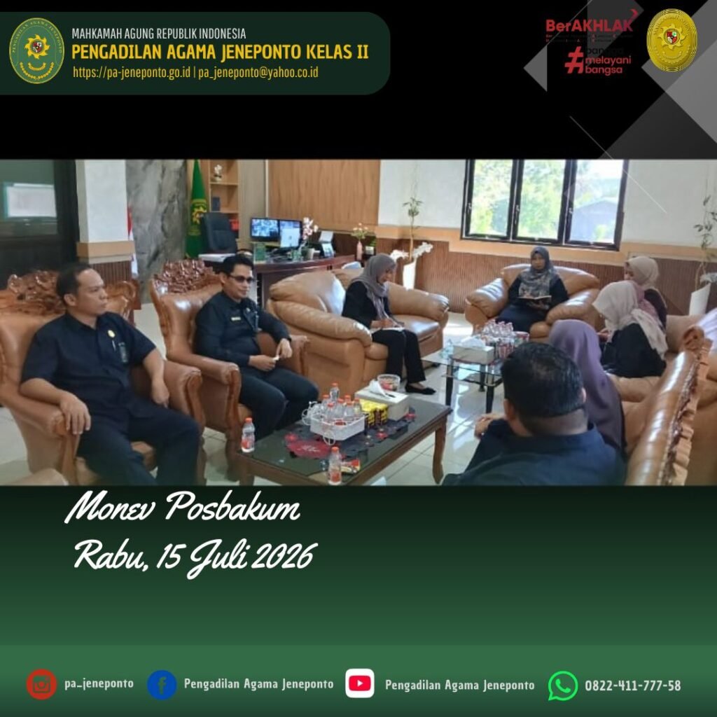 TINGKATKAN AKSES KEADILAN, PA JENEPONTO GELAR MONITORING DAN EVALUASI POSBAKUM