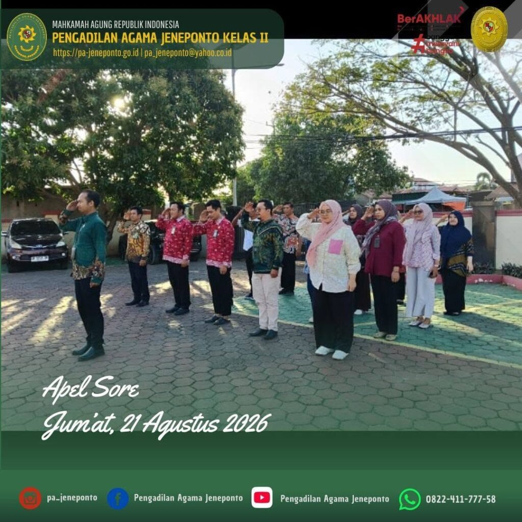 TUTUP PEKAN DENGAN SEMANGAT! PA JENEPONTO AKHIRI AKTIVITAS PEKAN DENGAN APEL SORE