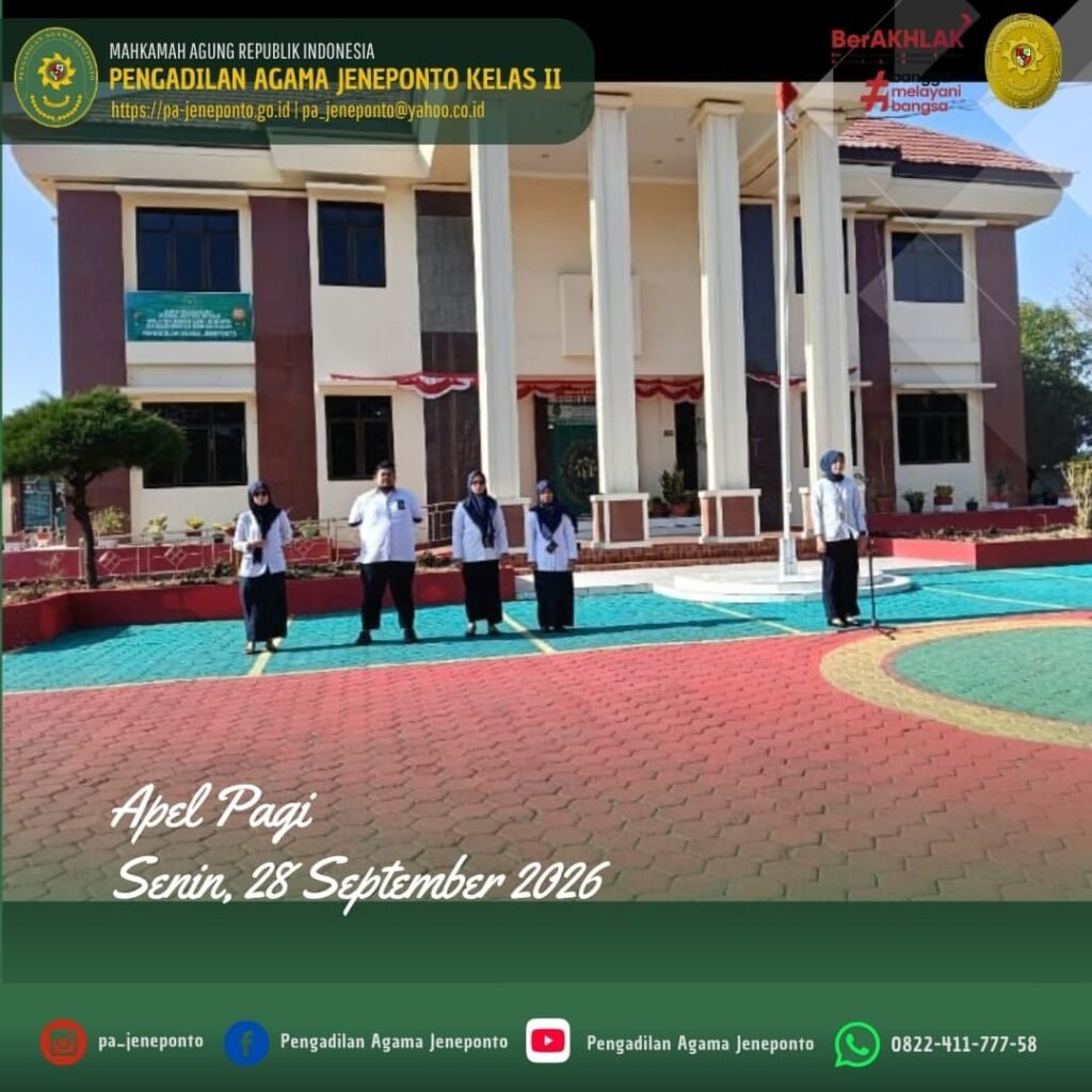 PA JENEPONTO LAKSANAKAN APEL PAGI, TEKANKAN DISIPLIN, INTEGRITAS, DAN PENYELESAIAN PKP SERTA SKP