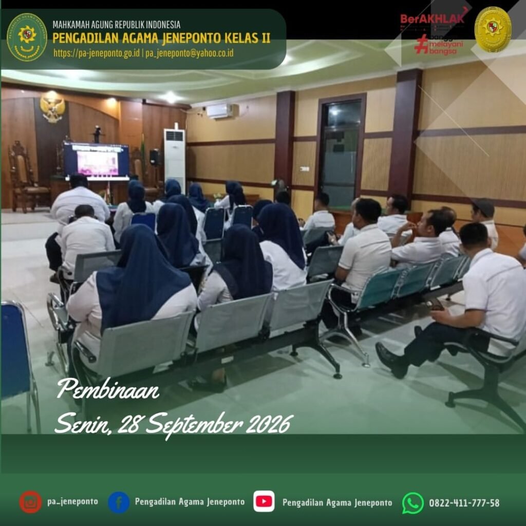 PA JENEPONTO IKUTI PEMBINAAN KOPI PETTARANI PTA MAKASSAR SECARA DARING