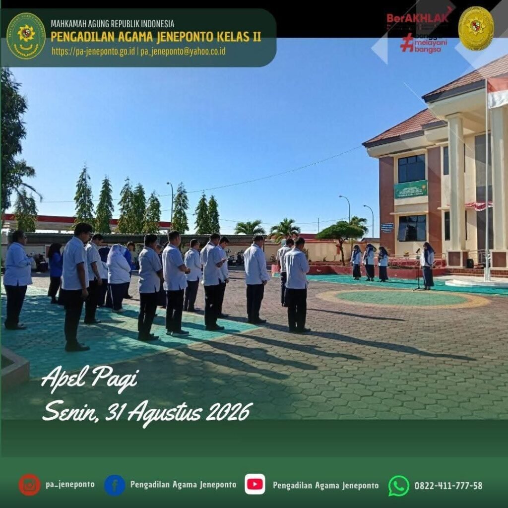 AWALI PEKAN DENGAN INTEGRITAS! PA JENEPONTO GELAR APEL PAGI, INGATKAN KESIAPAN MONEV BULAN AGUSTUS