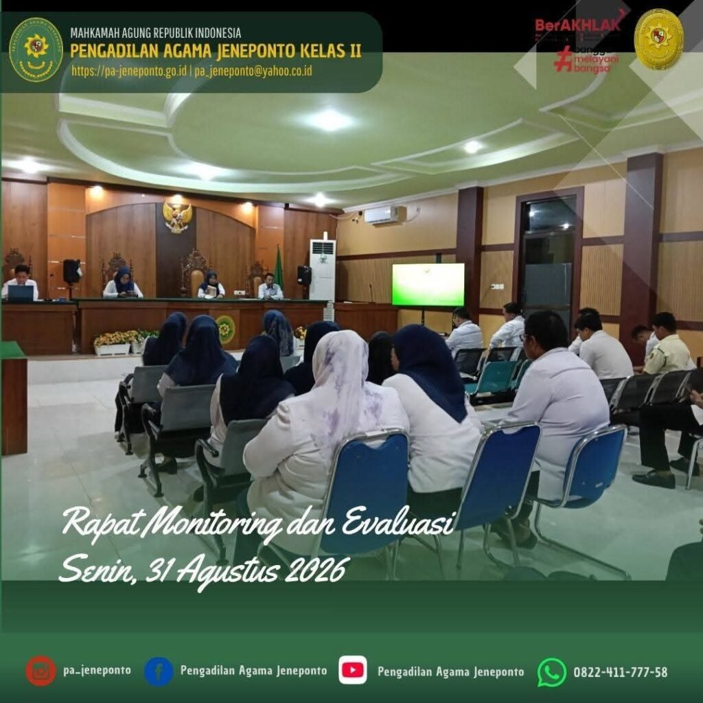 EVALUASI KINERJA AGUSTUS DIMULAI! PA JENEPONTO GELAR MONEV, PERKUAT LANGKAH TINDAK LANJUT DAN PELAYANAN