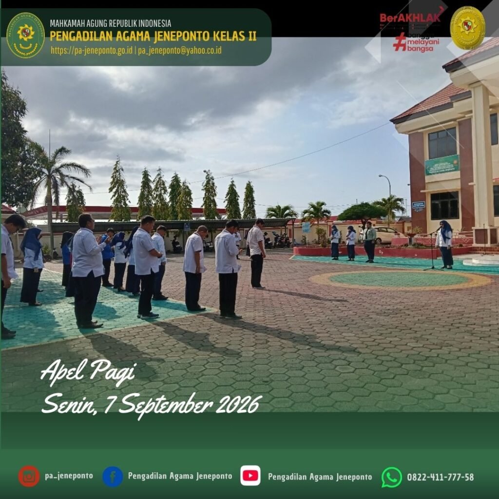 PA JENEPONTO AWALI PEKAN DENGAN APEL PAGI, PERKUAT SEMANGAT KINERJA DAN INTEGRITAS APARATUR