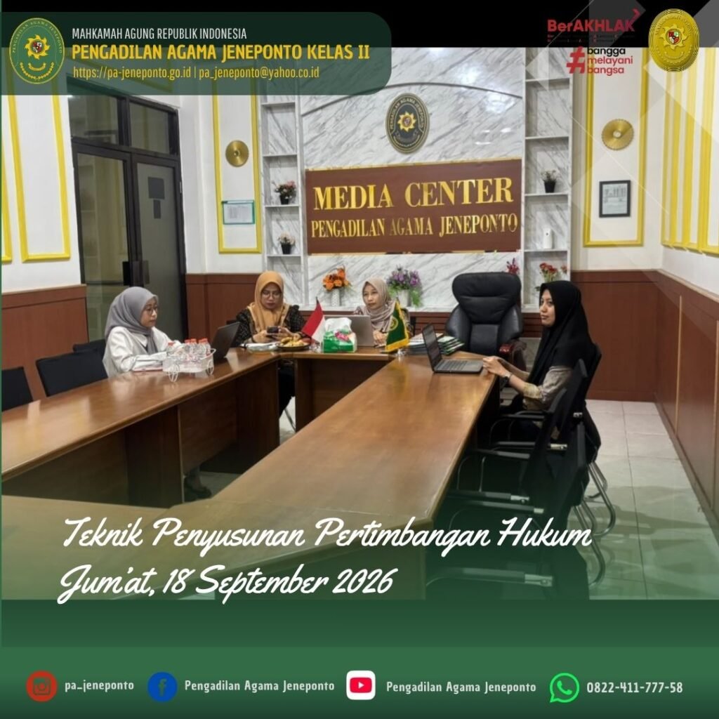 PA JENEPONTO IKUTI PEMBEKALAN TEKNIK PENYUSUNAN PERTIMBANGAN HUKUM RESPONSIF GENDER