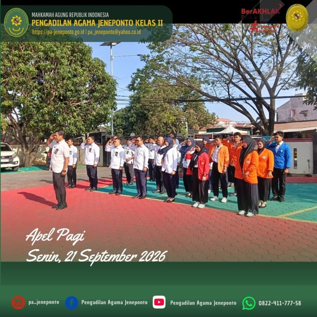 PA JENEPONTO LAKSANAKAN APEL PAGI, TEKANKAN INTEGRITAS DAN KEDISIPLINAN APARATUR