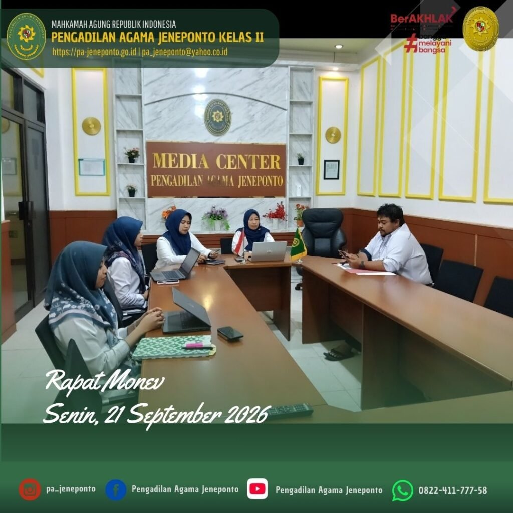 PA JENEPONTO PERKUAT KINERJA DAN PROFESIONALISME HAKIM MELALUI RAPAT MONEV
