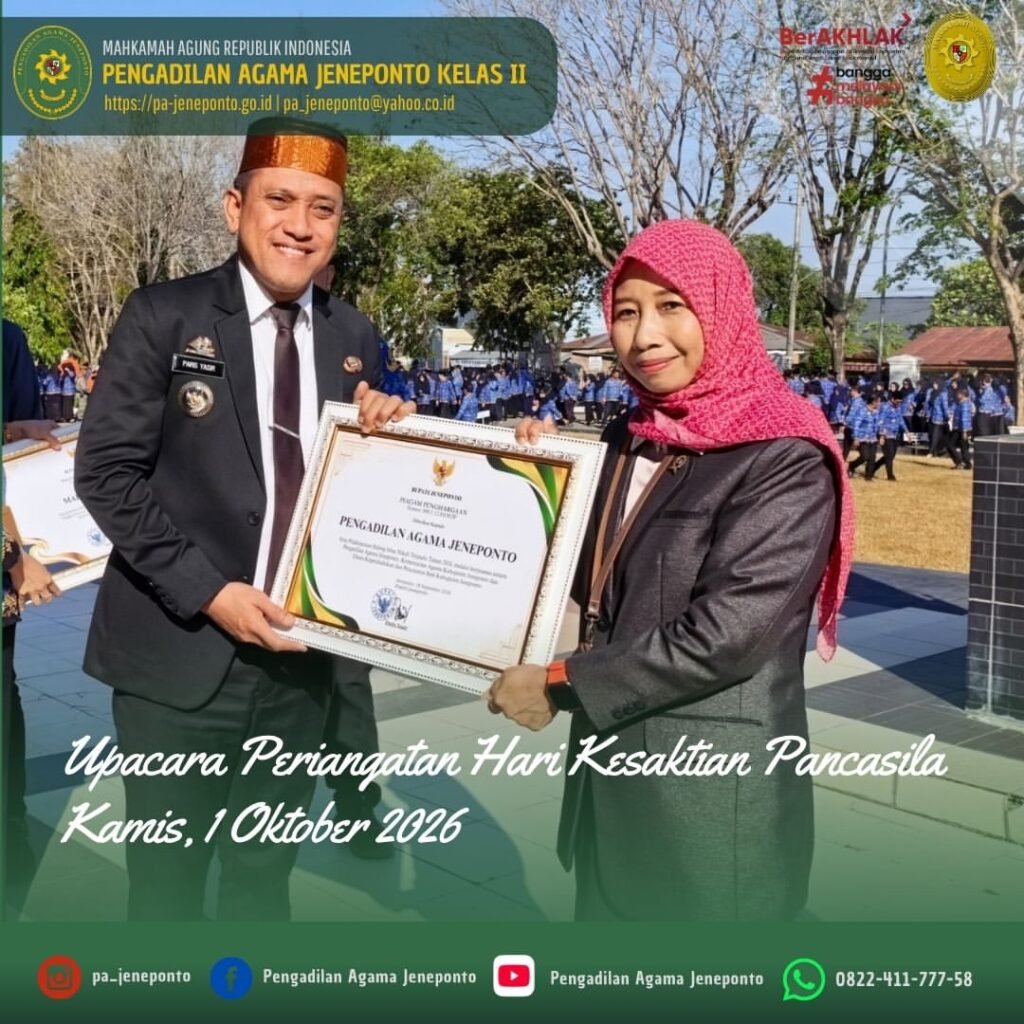 PA JENEPONTO RAIH PENGHARGAAN SIDANG ISBAT NIKAH TERPADU DI MOMENTUM HARI KESAKTIAN PANCASILA