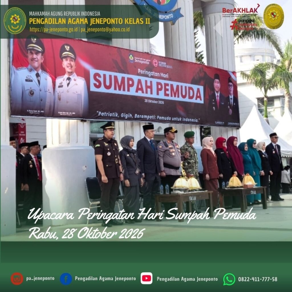 Kobarkan Semangat Persatuan! Ketua PA Jeneponto Hadiri Upacara Hari Sumpah Pemuda 2026 di Kantor Bupati