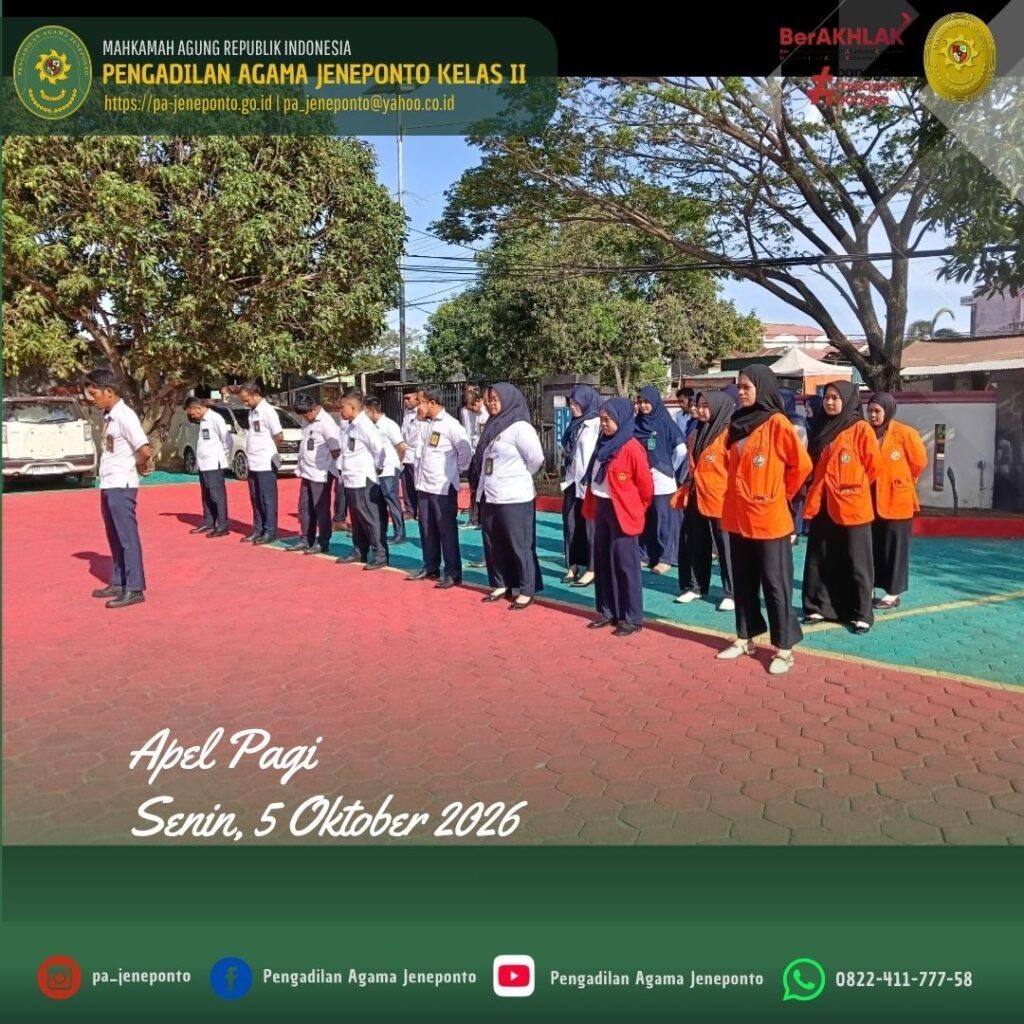 PA JENEPONTO GELAR APEL PAGI, DORONG PENYELESAIAN SKP DAN PENGUATAN BUDAYA 5S