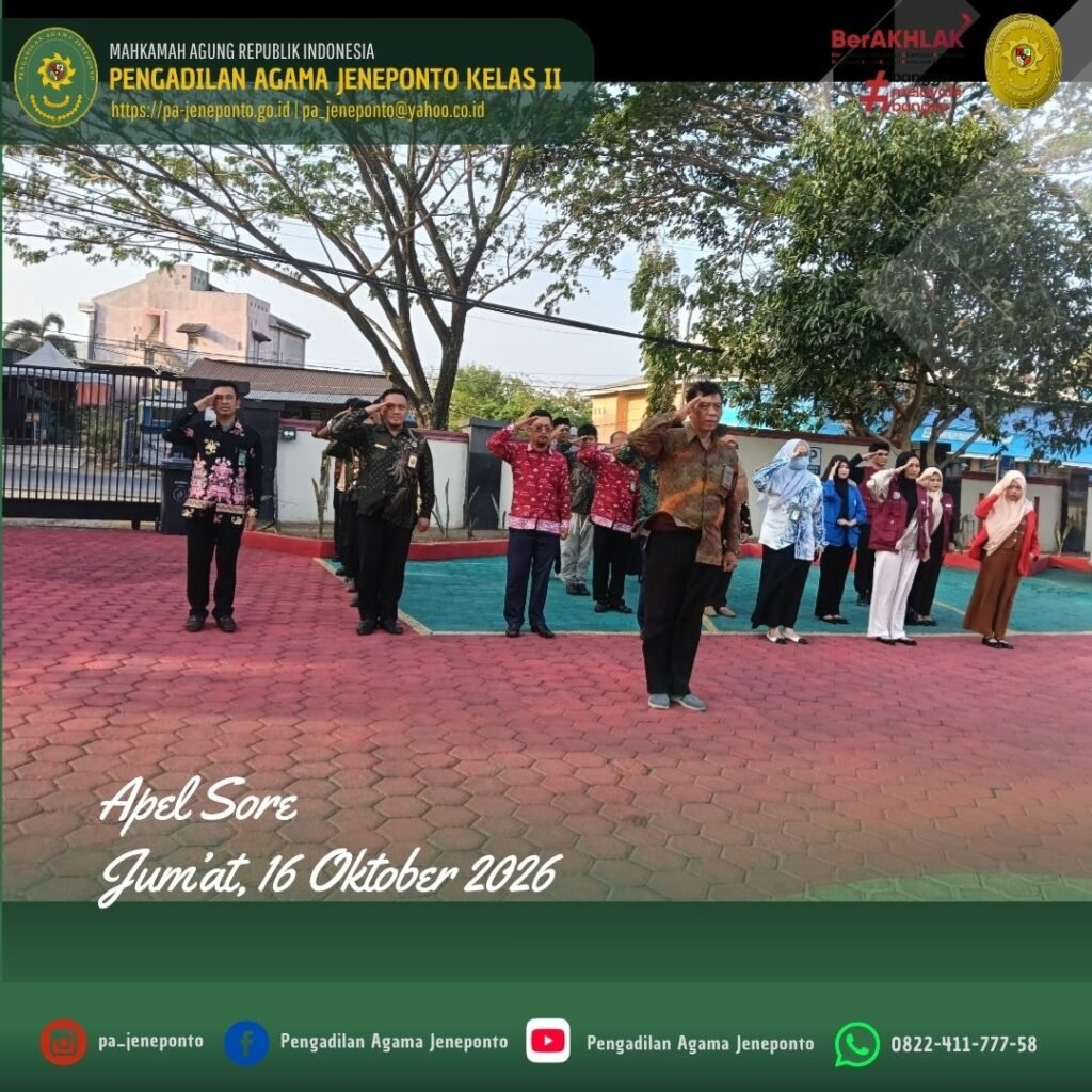 PA JENEPONTO LAKSANAKAN APEL SORE, SAMPAIKAN PESAN AKHIR PEKAN